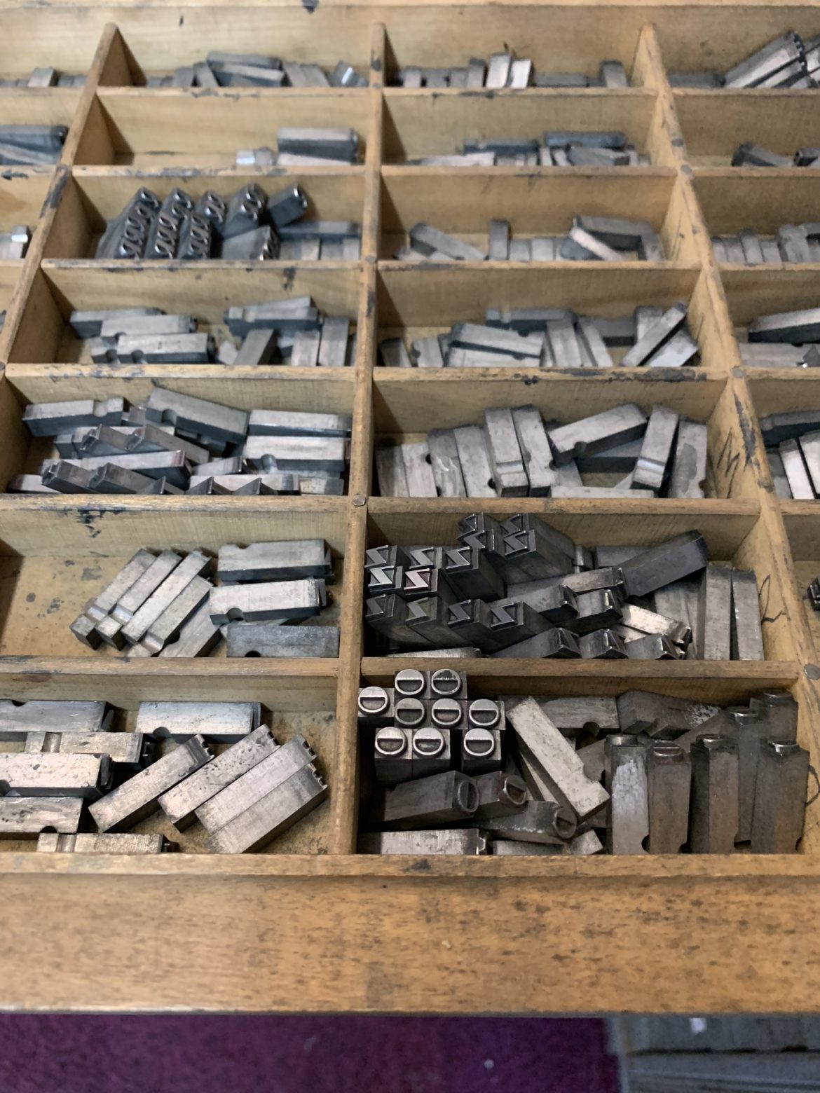 type blocks for an old printing press